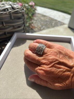 Lia Sophia Filigree Wide Band Silver Ring